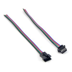 4 pin jst sm connector cable kit (male & female) – 22awg led strip wire for rgb 5050 / 3528 / ws2815 / ws2813