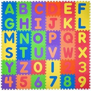 eva foam interlocking tiles alphabet & numbers a–z 0 9 (educational play mats)